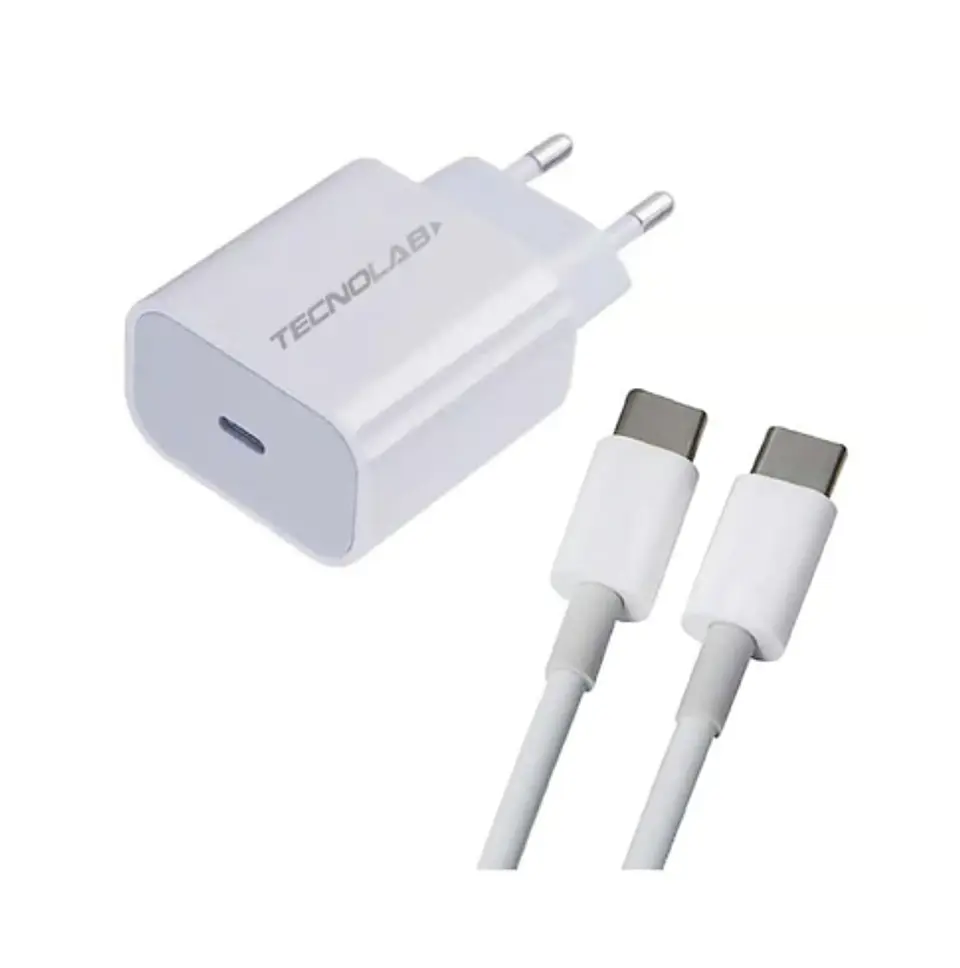 Cargador rapido de pared + cable 18W USB-C A USB-C 18W 1