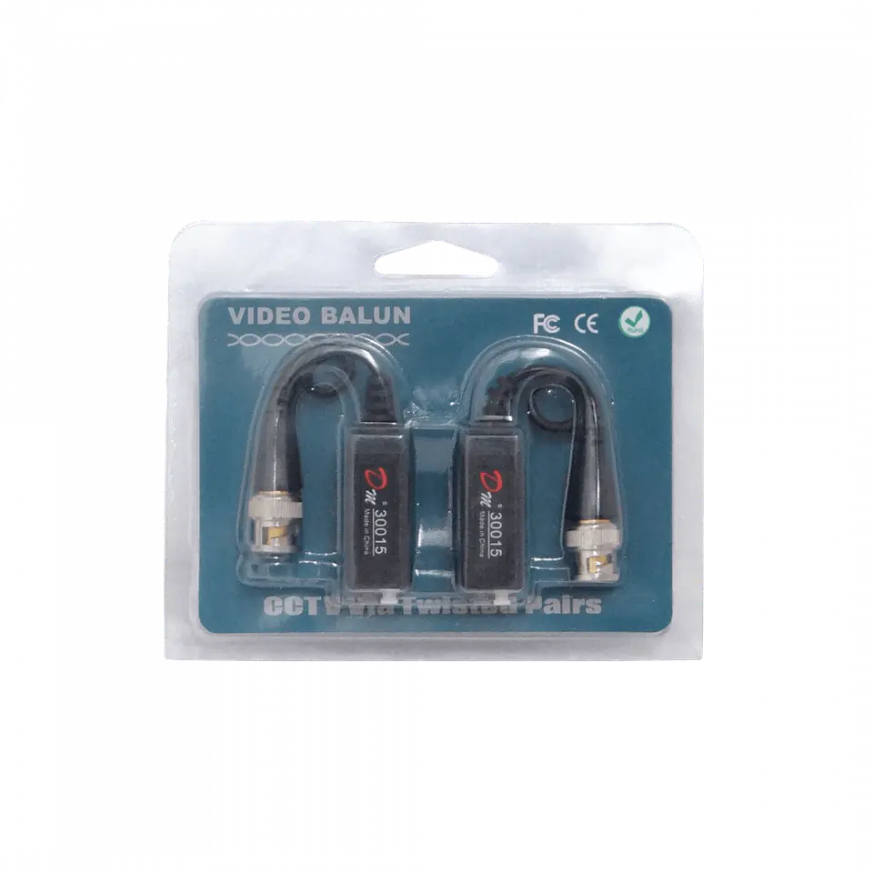 Balun Pasivo 1-Par 2-Unidades CCTV-UTP-BNC BNCM BNC-Macho DC-8MHz  2