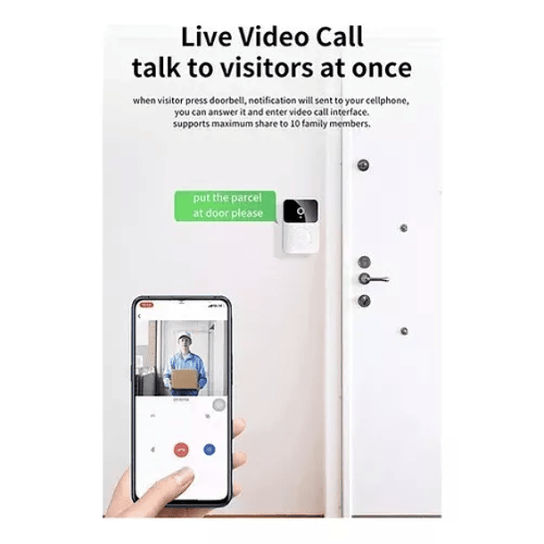 Kit de timbre con cámara WiFi inalámbrica inteligente recargable X9  2