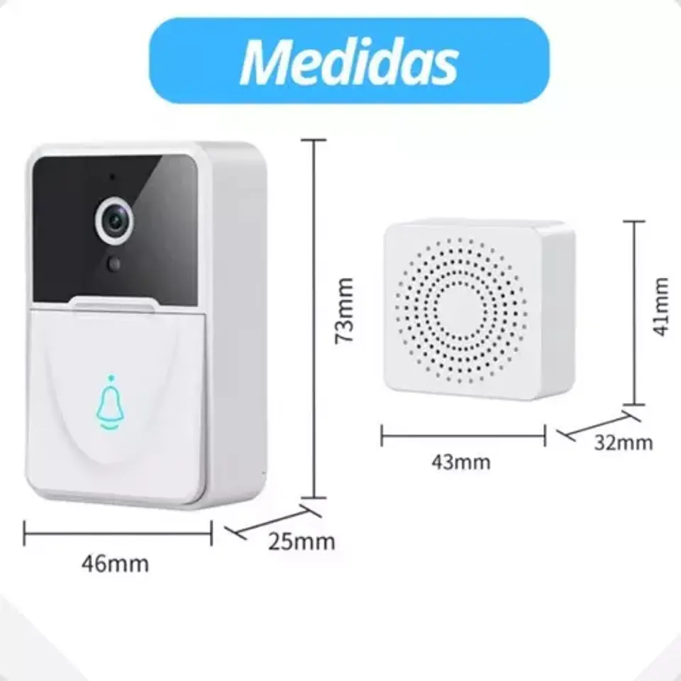 Kit de timbre con cámara WiFi inalámbrica inteligente recargable X9  4