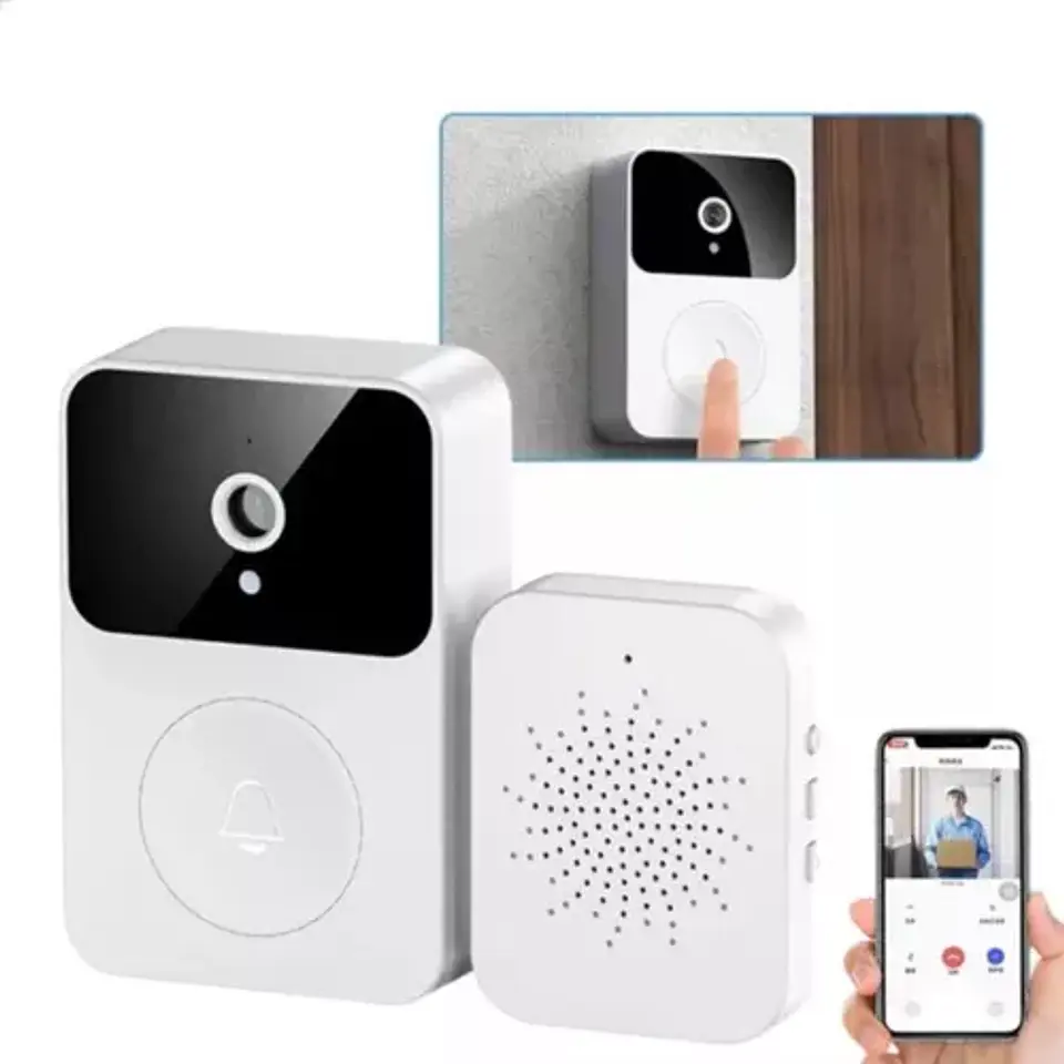 Kit de timbre con cámara WiFi inalámbrica inteligente recargable X9  5