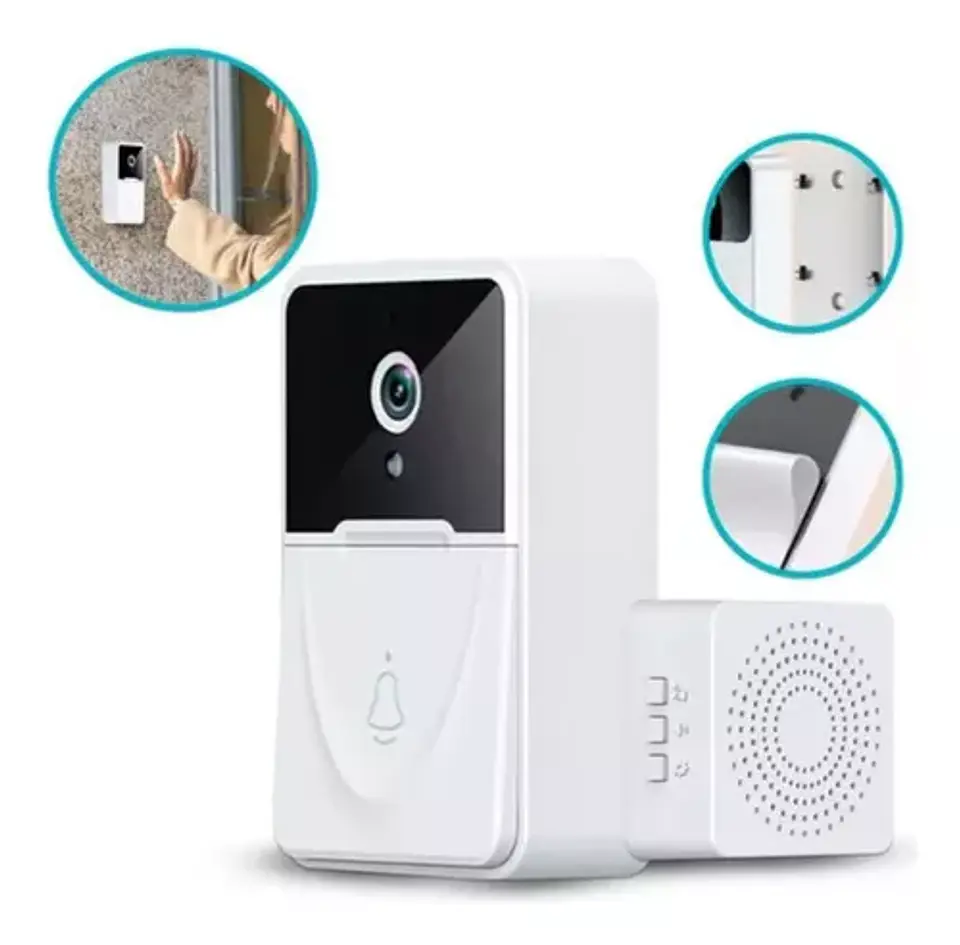 Kit de timbre con cámara WiFi inalámbrica inteligente recargable X9  6