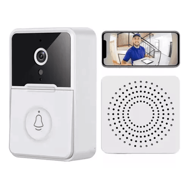 Kit de timbre con cámara WiFi inalámbrica inteligente recargable X9  1