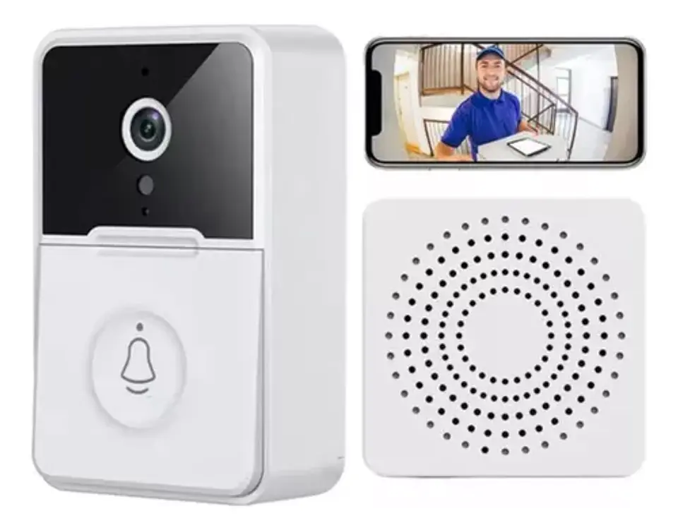 Kit de timbre con cámara WiFi inalámbrica inteligente recargable X9  1
