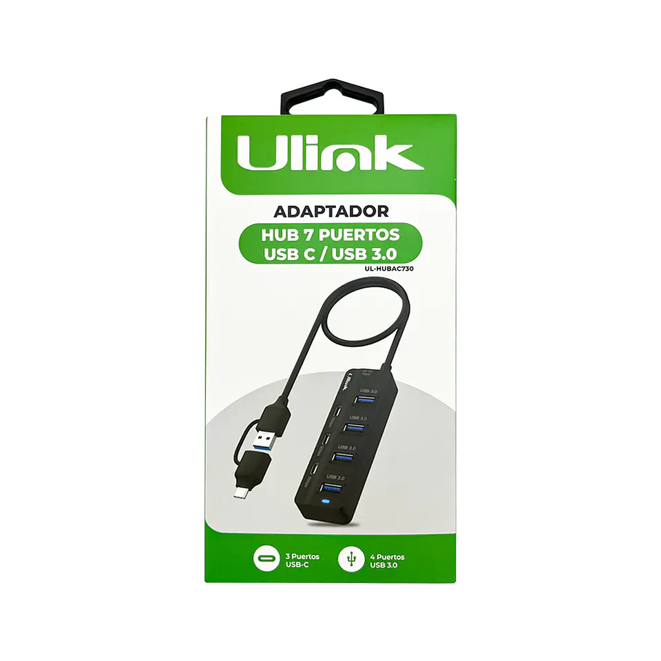 HUB DUAL USB-C y USB 7 puertos (3 USB-C + 4 USB 3.0) 3