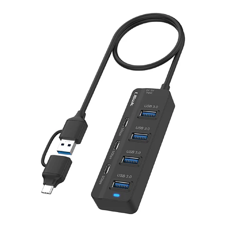 HUB DUAL USB-C y USB 7 puertos (3 USB-C + 4 USB 3.0)