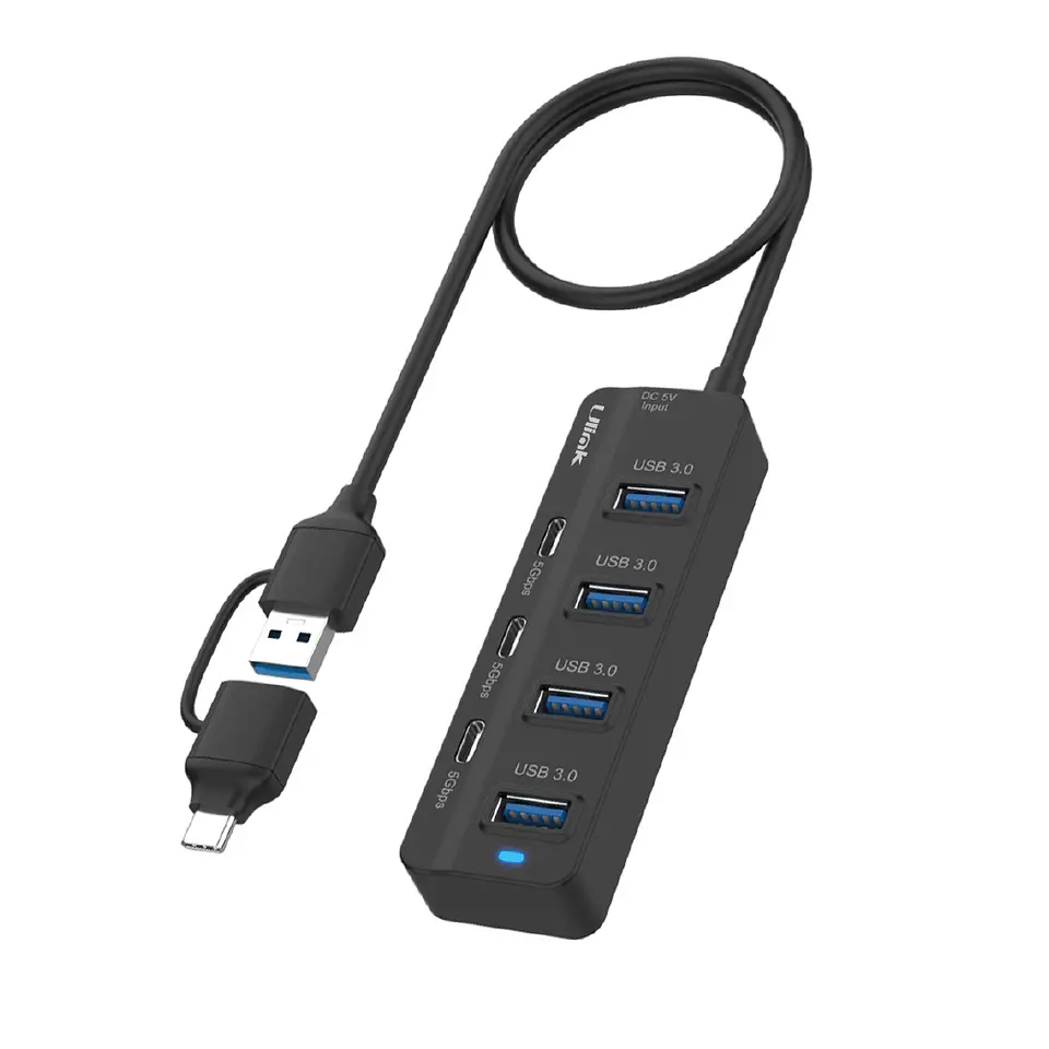 HUB DUAL USB-C y USB 7 puertos (3 USB-C + 4 USB 3.0) 1