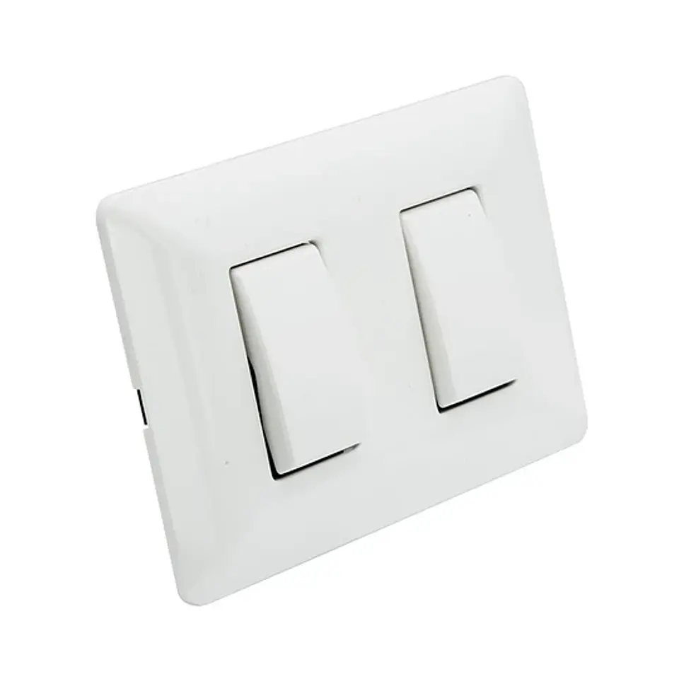 Interruptor Doble Pared Muro 250v 10a Philco Blanco 1