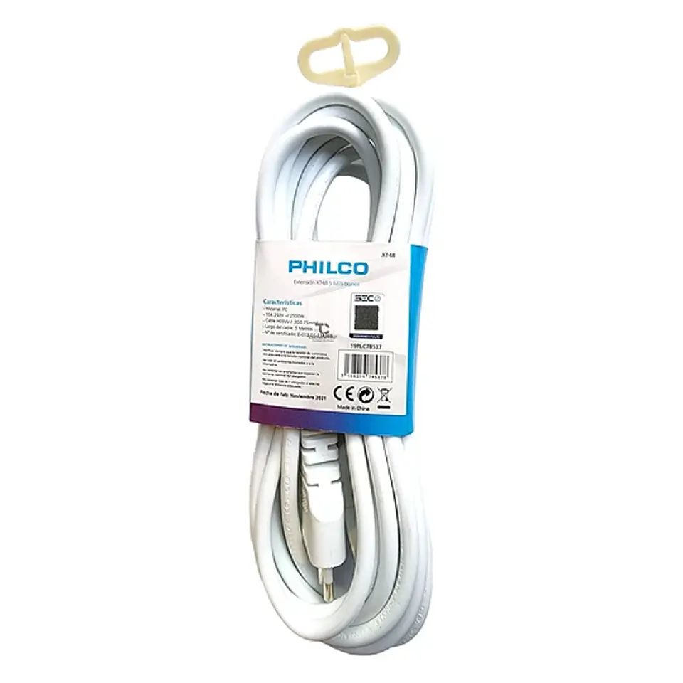 Alargador Extension Electrica 5 mts Philco 3