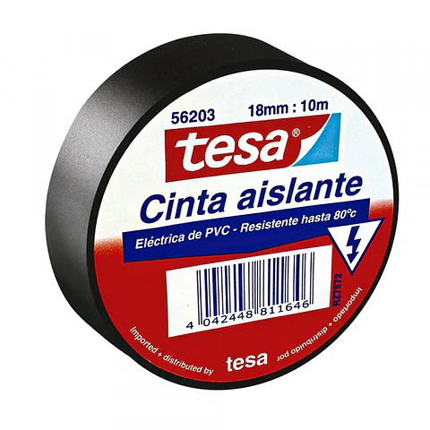 Cinta aislante electrica 18x10mt negra tesa 