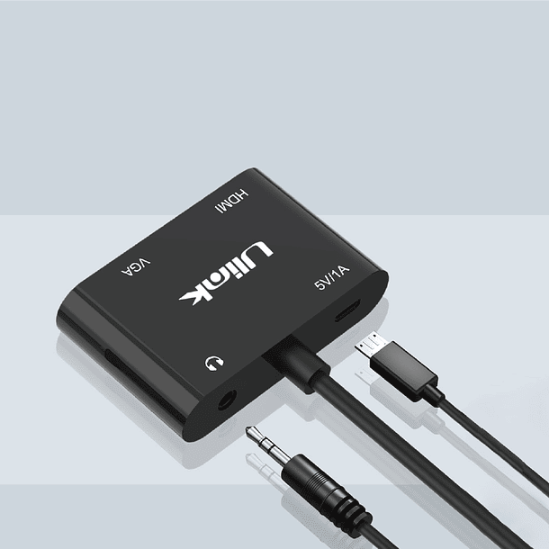 Adaptador de imagen VGA a HDMI y VGA + Audio 2
