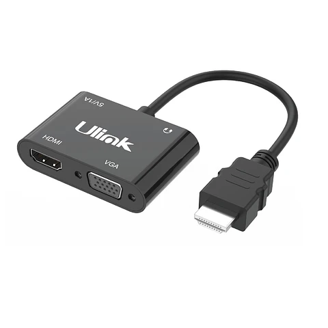 Adaptador de Imagen HDMI a HDMI y VGA + Audio