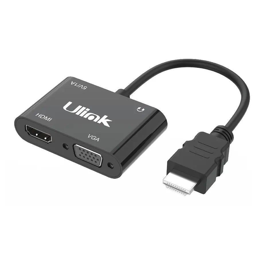 Adaptador de Imagen HDMI a HDMI y VGA + Audio 1