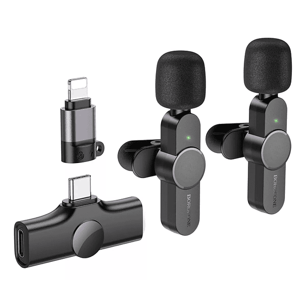 2 Microfonos inalambricos borofone usb-c y ligthning 2.4g 6H  3