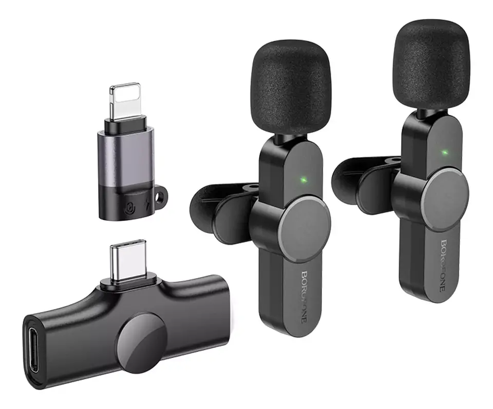 2 Microfonos inalambricos borofone usb-c y ligthning 2.4g 6H  3