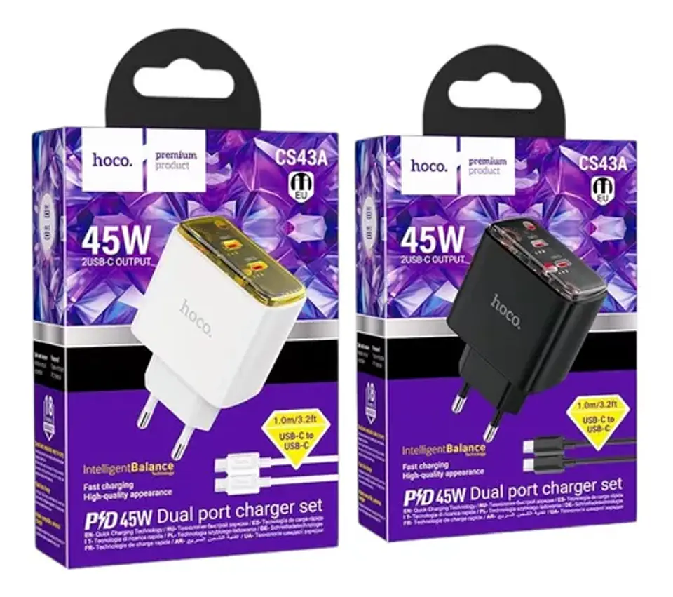 Cargador de pared HOCO 45W dual USB-C CS43A  2