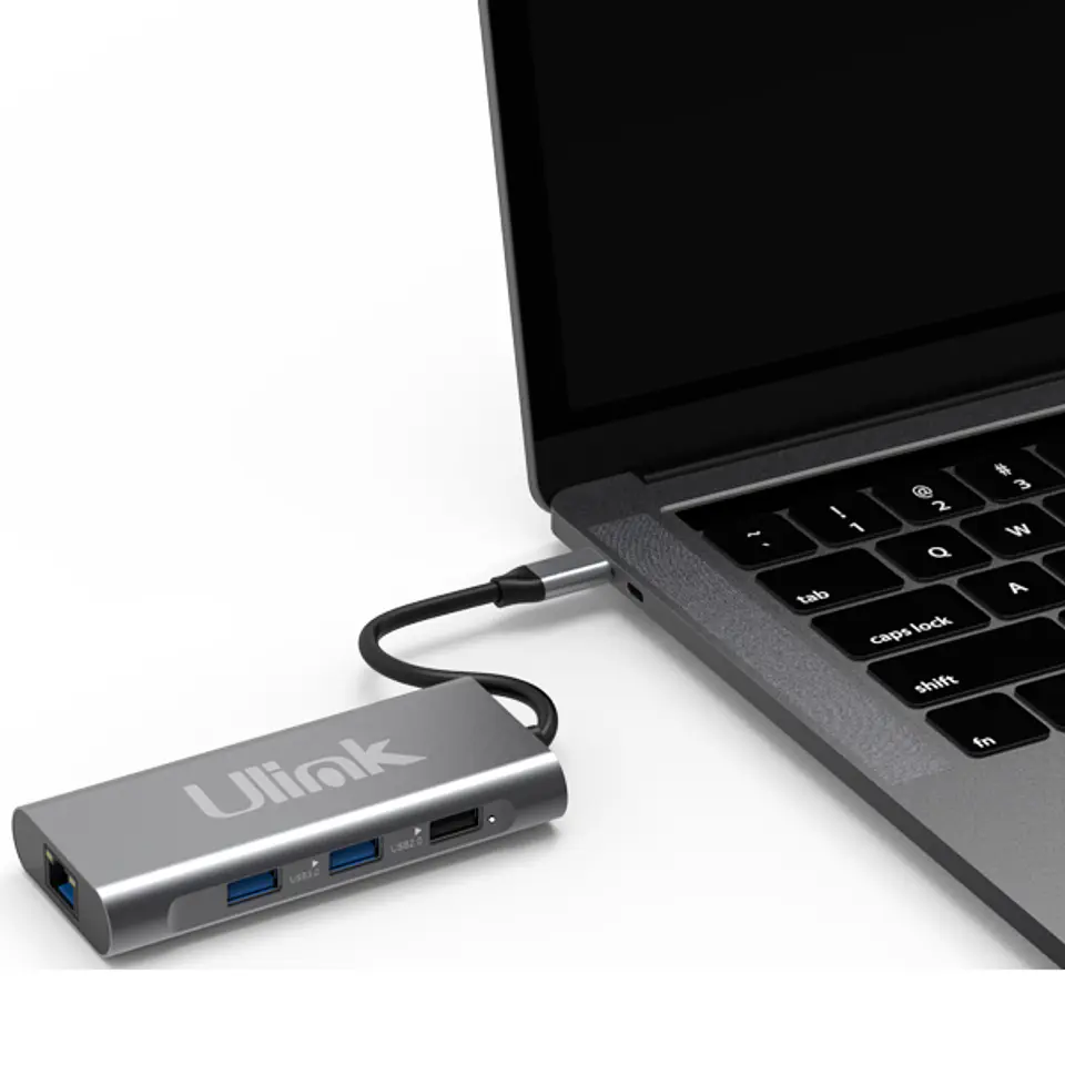 HUB USB-C 8 en 1 (1 RJ45 + 1 HDMI + 2 USB 3.0 + 1 USB 2.0 + 1 USB-C PD 100W + 1 MICROSD + 1 SD)  3