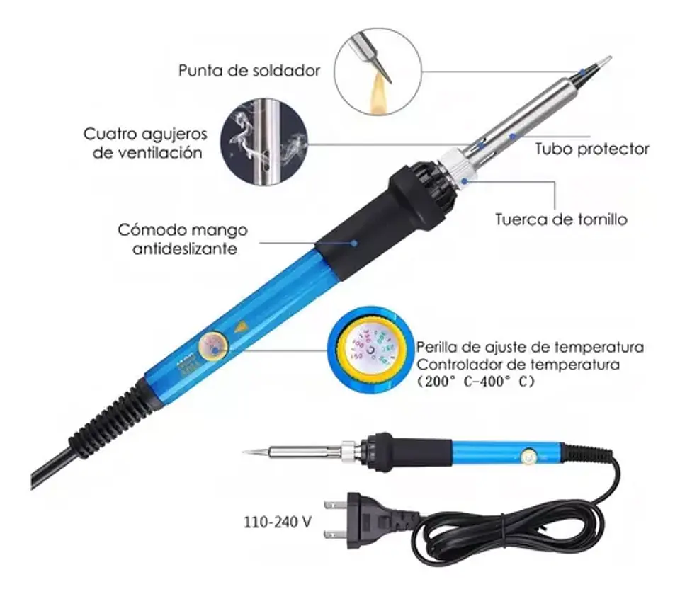 Kit Cautin Para Soldar Electrico Punta Tipo Lapiz Estano  7