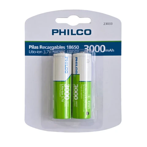 Pila Recargable 18650 3000mha Litio-Ion 2 unidades