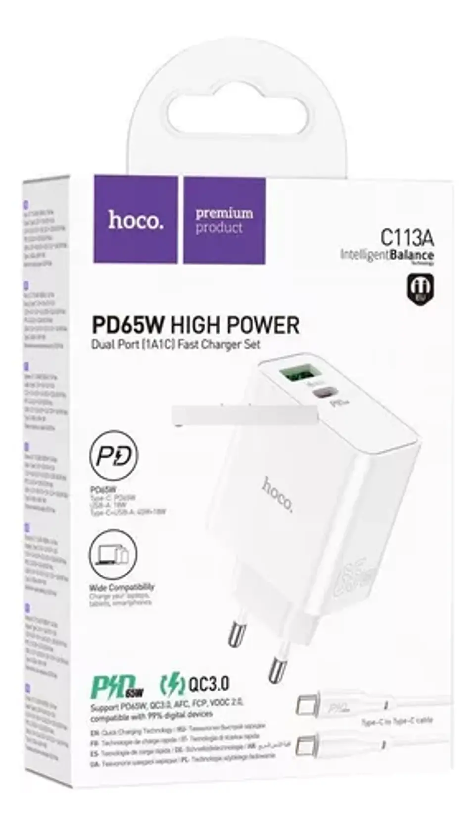 Cargador dual PD65W USB 18W USB-C 45W+18W  2