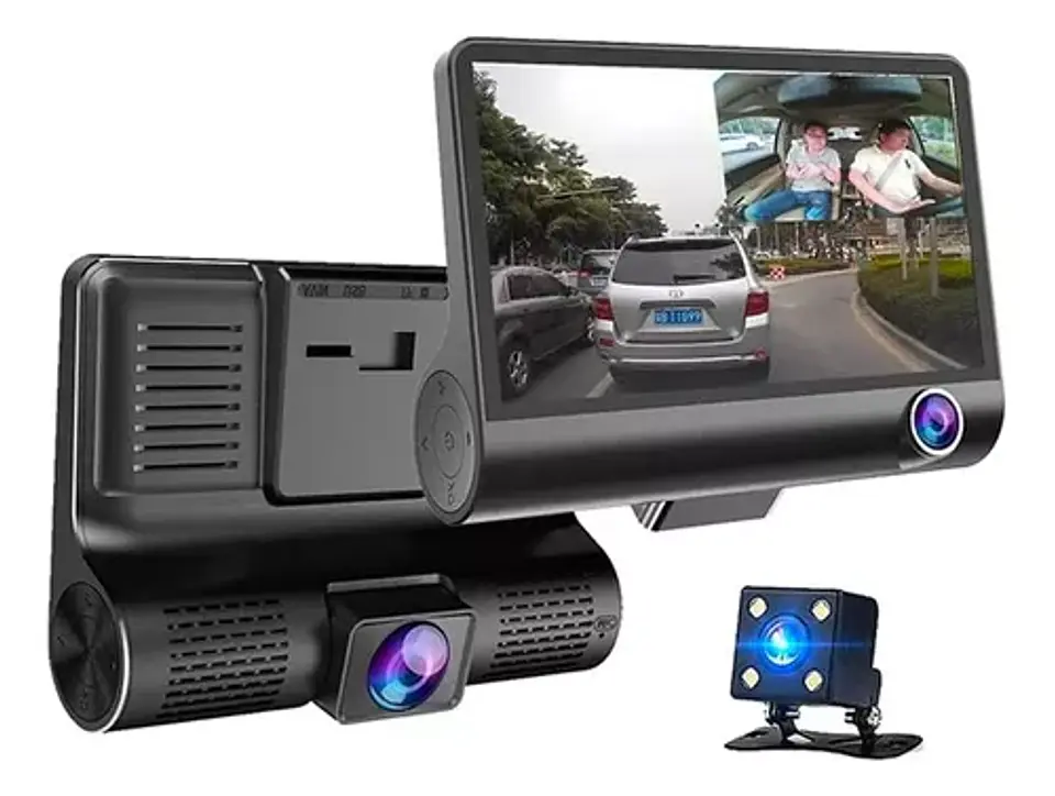 Cámara Para Auto 3 En 1 Frontal Trasera Y Tablero 1080p Hd  1