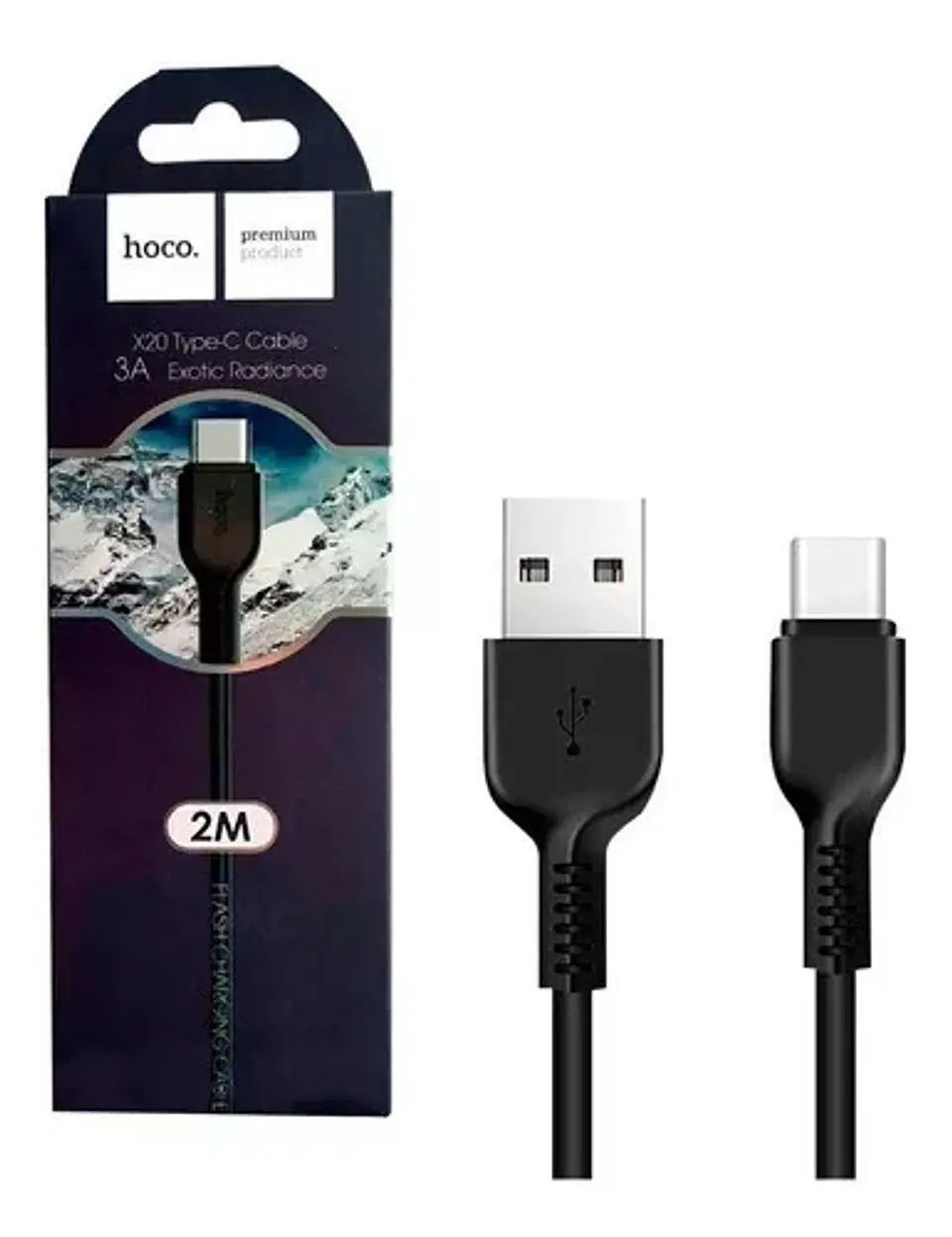 Cable de carga 1 metro HOCO USB-C X20 3A NEGRO 1