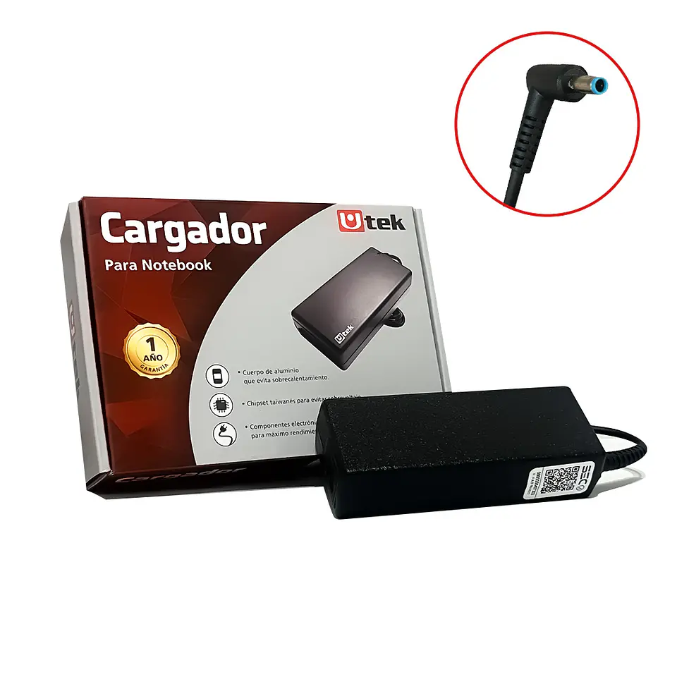 Cargador de notebook HP 19.5v 4.62a 4.5*3mm PIN AZUL utek  1