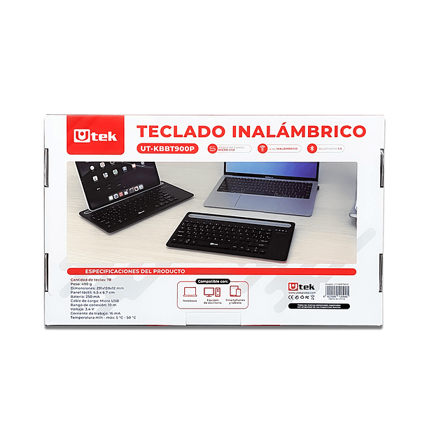 Teclado inalámbrico bluetooth y 2.4GHZ, ultra delgado con TOUCHPAD UTEK  6