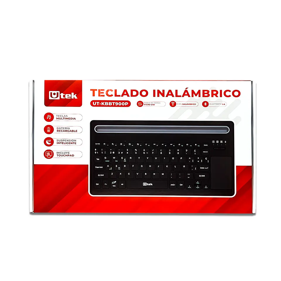 Teclado inalámbrico bluetooth y 2.4GHZ, ultra delgado con TOUCHPAD UTEK  7