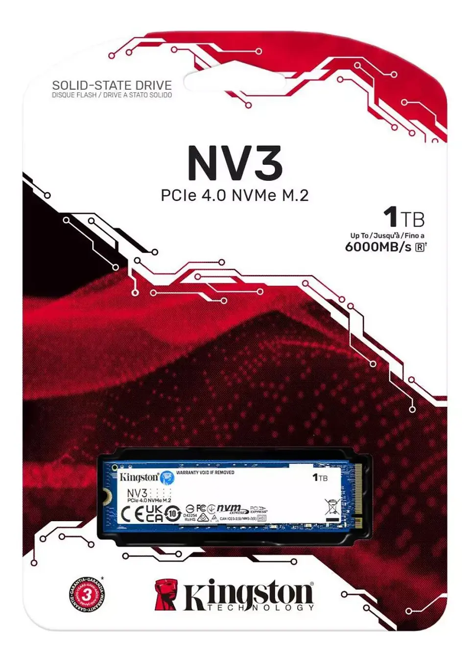 1TB SSD Kingston Standard Nv3 con formato M.2 2280 Nvme 4.0 Gen 4x4 Ultra Fast 1