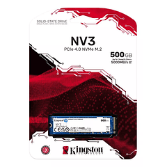 500GB SSD Kingston Standard Nv3 con formato M.2 2280 Nvme 4.0 Gen 4x4 Ultra Fast