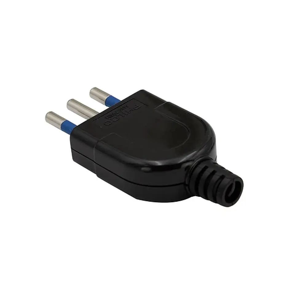 Enchufe macho vertical 2P + Tierra Philco negro  2