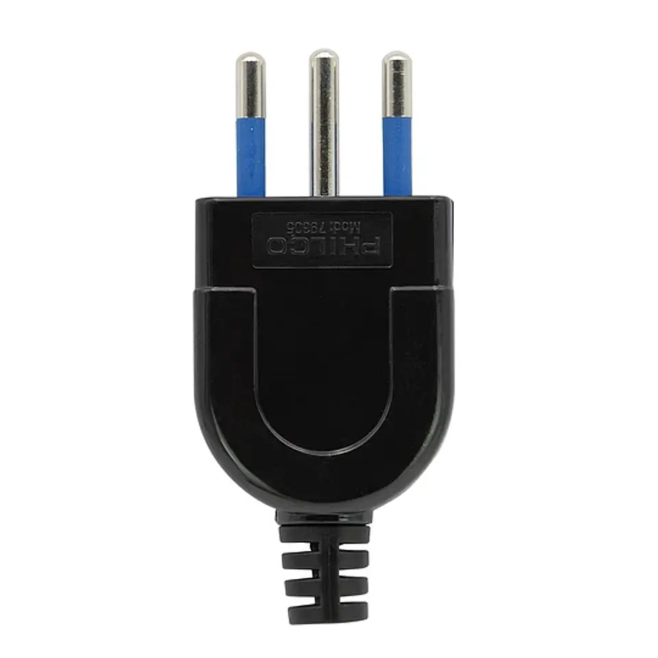 Enchufe macho vertical 2P + Tierra Philco negro  1
