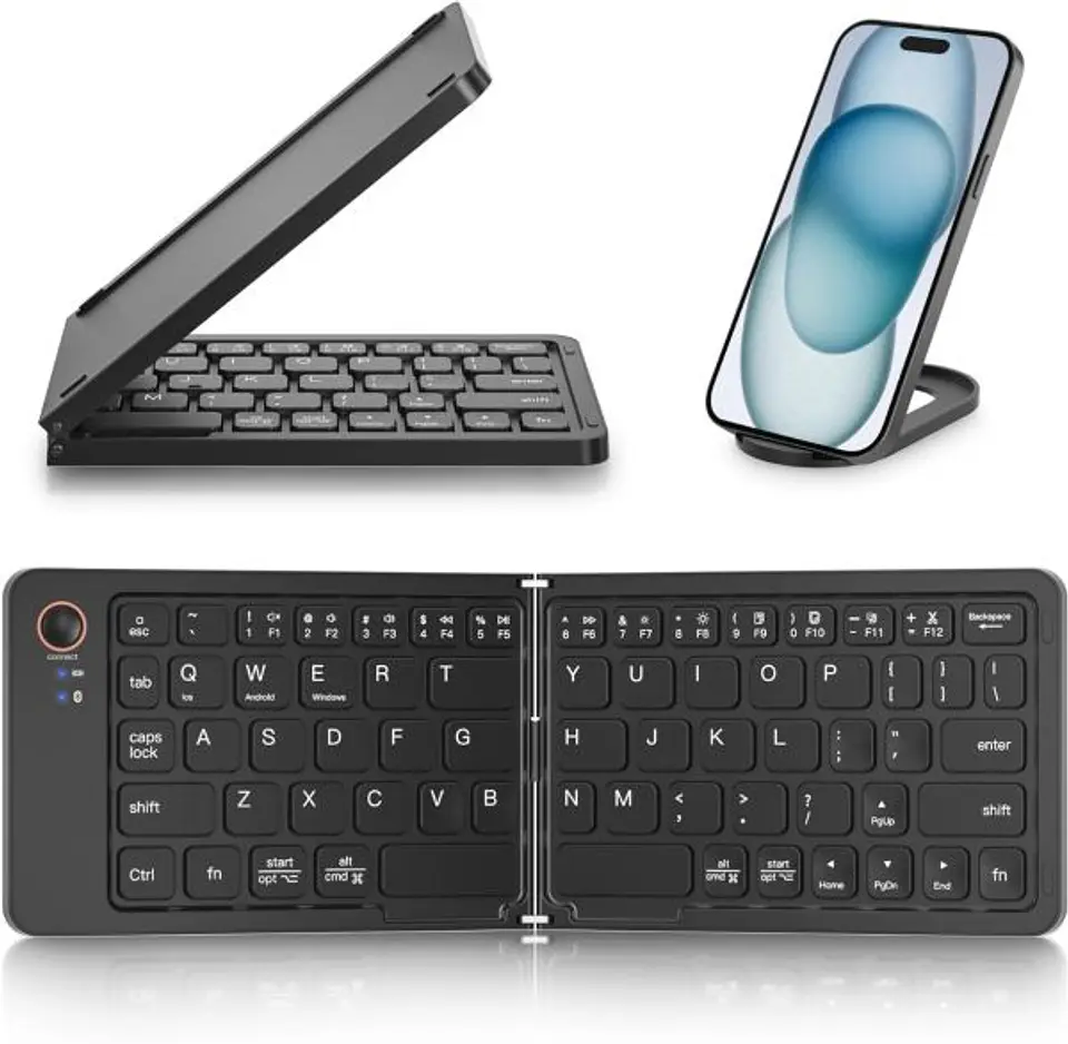 MINI TECLADO INALAMBRICO PLEGABLE NEGRO  2