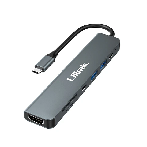 HUB USB-C 7 en 1 (1 HDMI + 1 USB-C PD 100W + 1 USB-C + 2 USB 3.0 + 1 MICROSD + 1 SD)