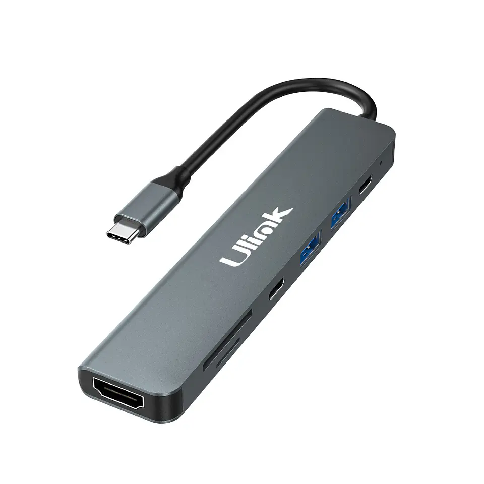 HUB USB-C 7 en 1 (1 HDMI + 1 USB-C PD 100W + 1 USB-C + 2 USB 3.0 + 1 MICROSD + 1 SD) 1