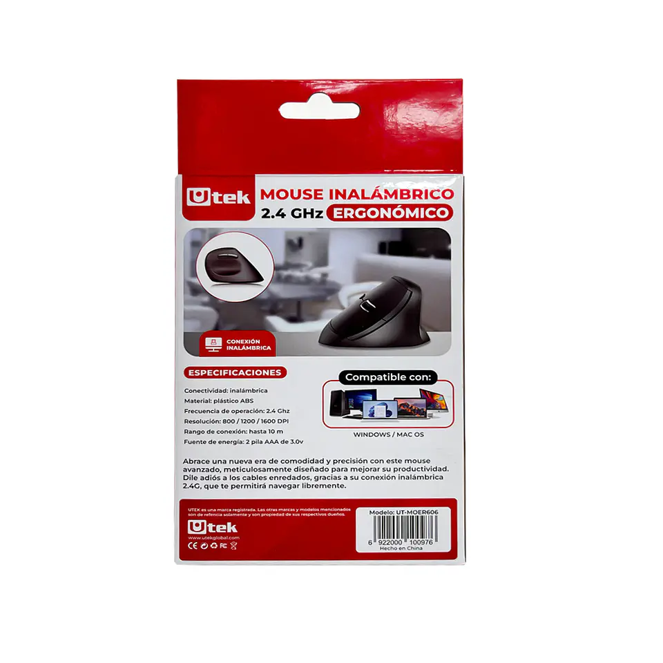 Mouse inalámbrico ergonómico 2.4G UTEK  5