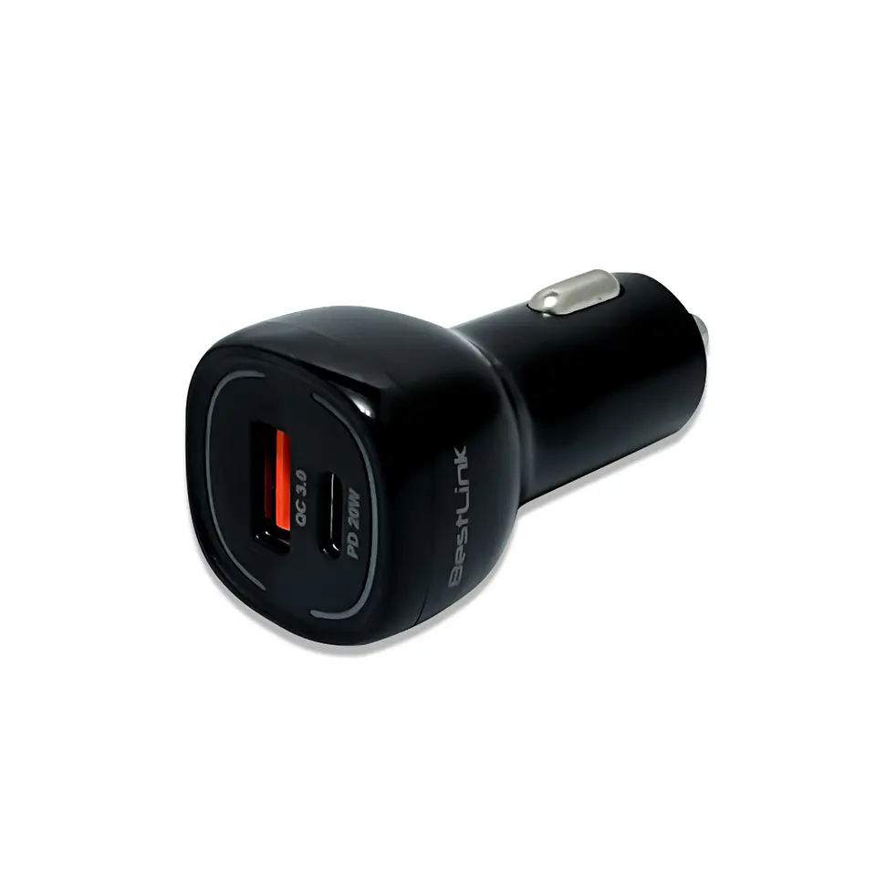 Cargador de auto QC+PD20W c/cable USB C color negro 2