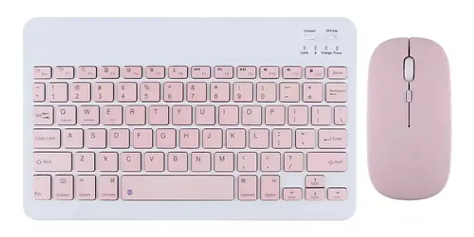 Teclado con mouse bluetooth recargable Rosado 1