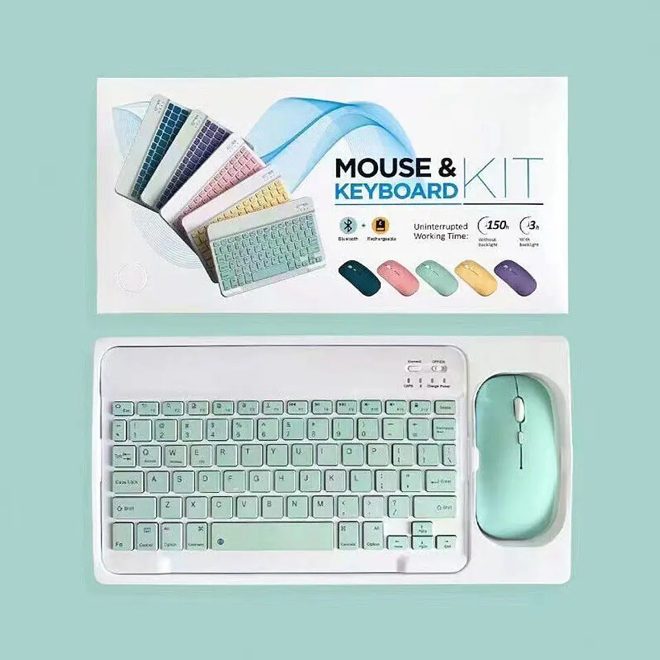 Teclado con mouse bluetooth recargable verde Agua 3