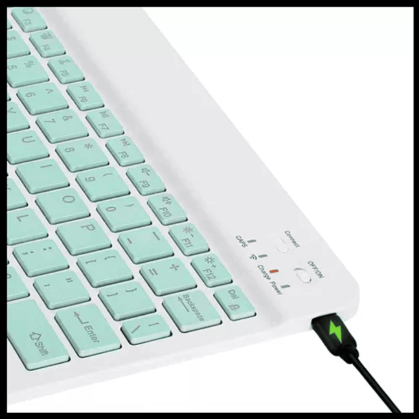 Teclado con mouse bluetooth recargable verde Agua 4