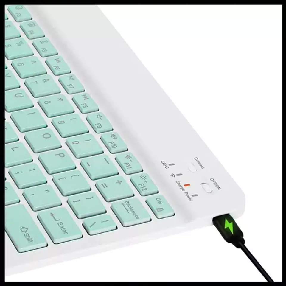Teclado con mouse bluetooth recargable verde Agua 4