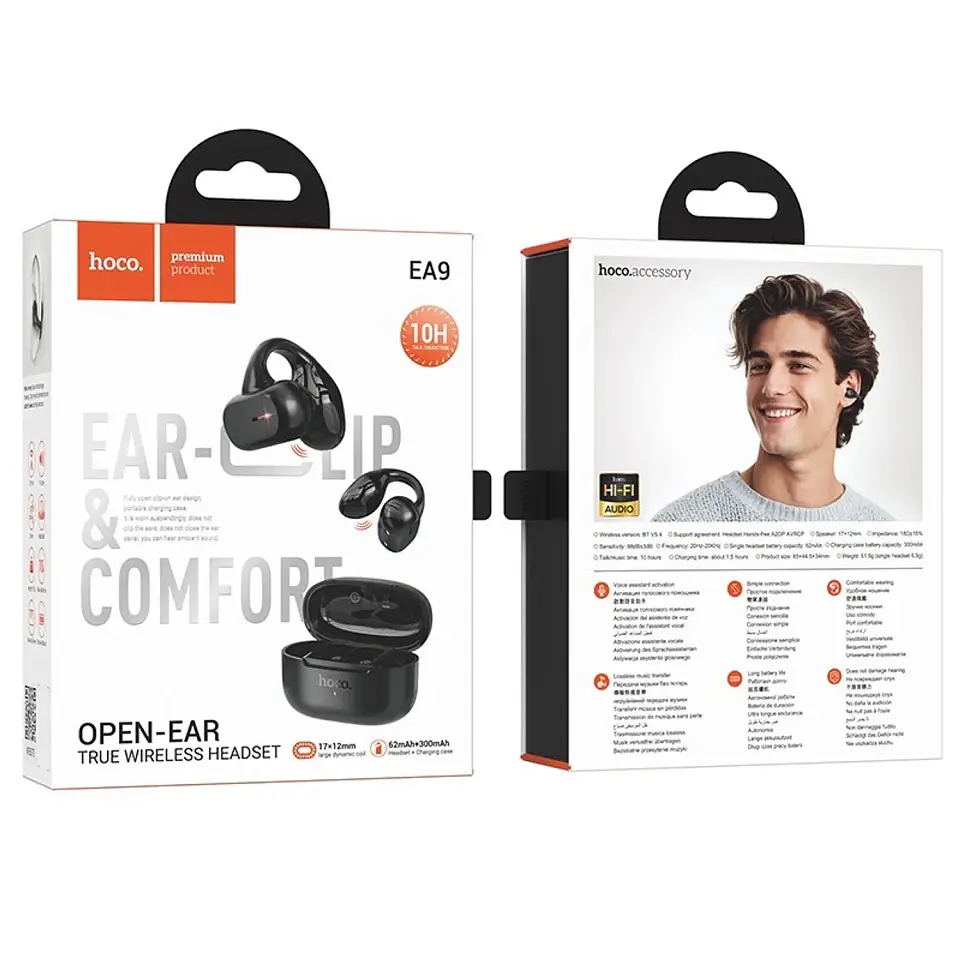 Audífono Hoco TWS EA9 Clear Negro 4