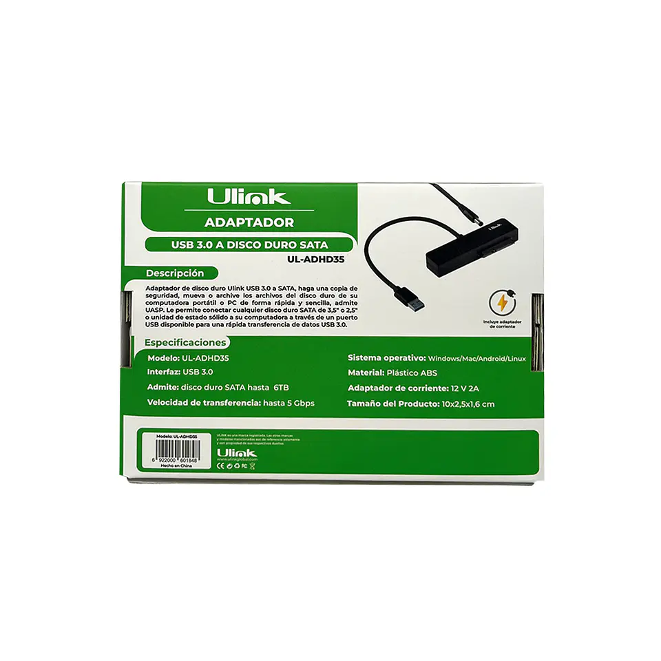 Adaptador USB 3.0 a disco duro sata 2,5 y 3,5 UL-ADHD35  4