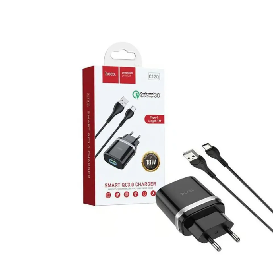 Cargador UBS-C con cable QC 3.0 HOCO  2