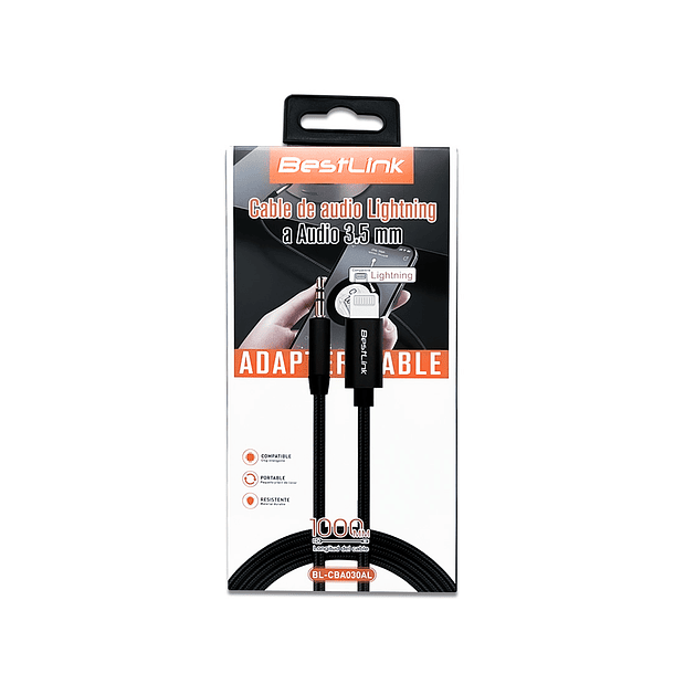 Cable de audio Jack 3.5 a lightning 1 MT  2