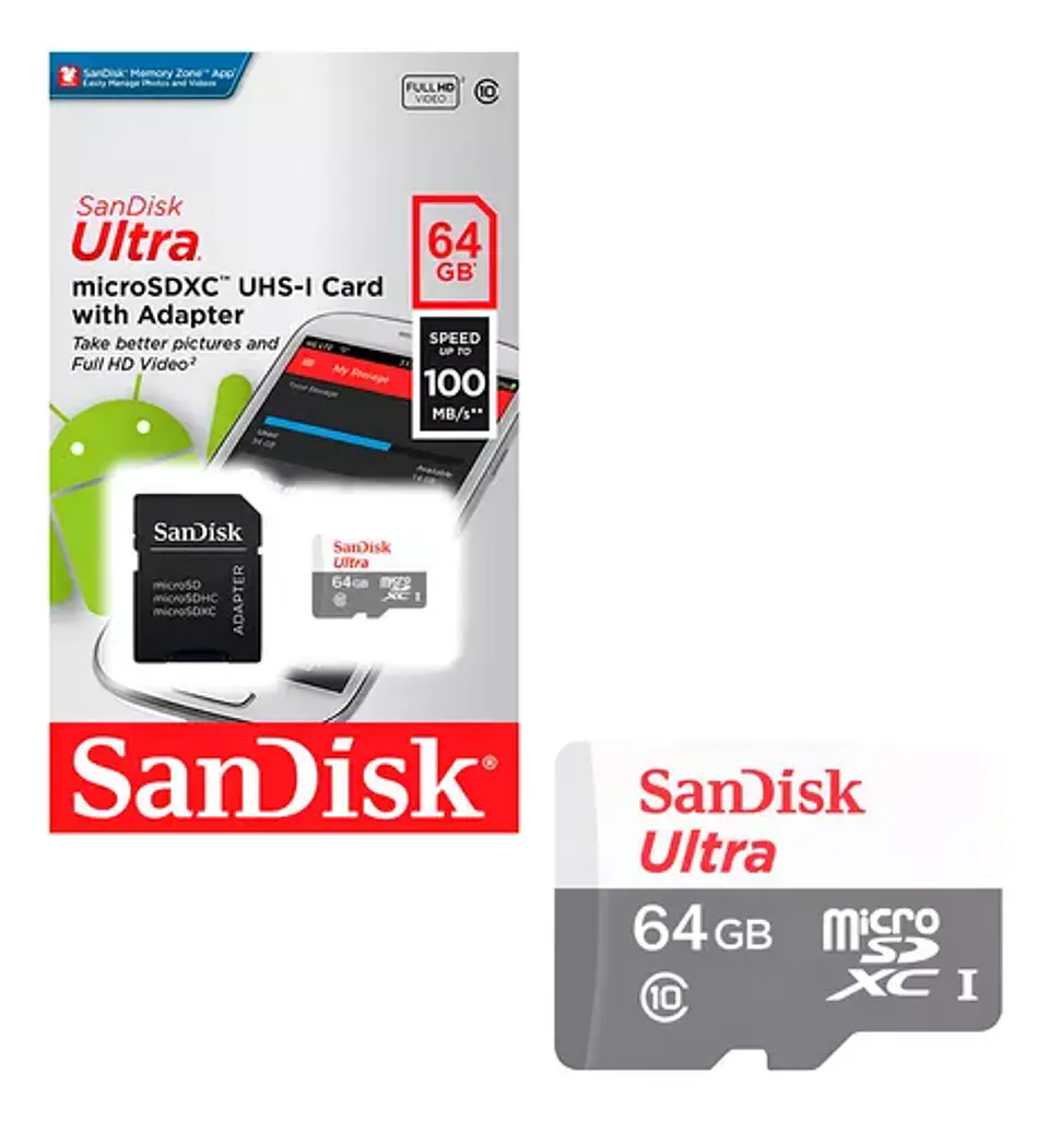 Memoria microSD 80mb/s Sandisk Clase 10 64GB 2