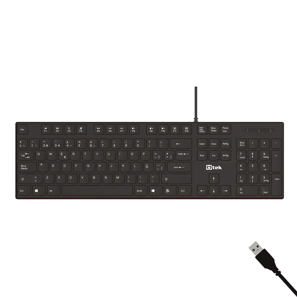 Teclado alámbrico USB multimedia tecla Slim / mod. UT-KB750 1