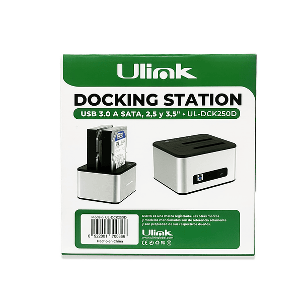 DOCKING STATION USB 3.0 para disco SATA 2.5 Y 3.5 función de clonado 6