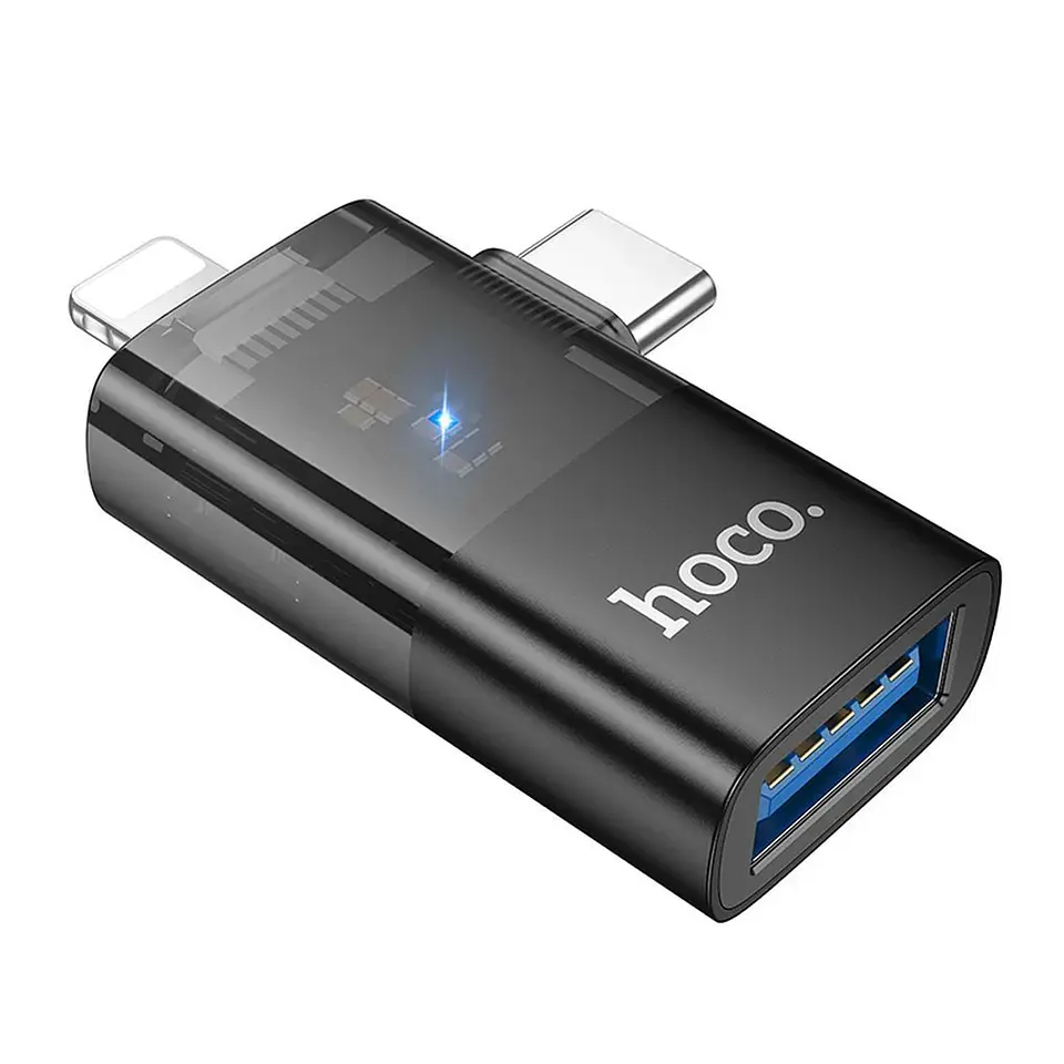 Adaptador HOCO UA36E 2 en 1 Lightning - tipo C macho a USB  1